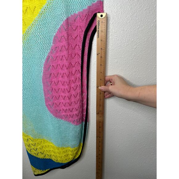 Staud Rainbow Centre Asymmetric Stripe Pointelle Crochet Midi Skirt Coverup S - Picture 12 of 13